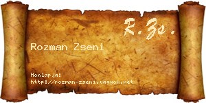 Rozman Zseni névjegykártya